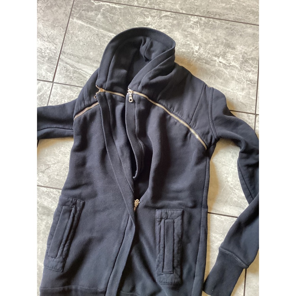 Citizens of Humanity Womens Black Moto Zip Up Hoodie Sweatshirt Small Cotton - Picture 6 of 9